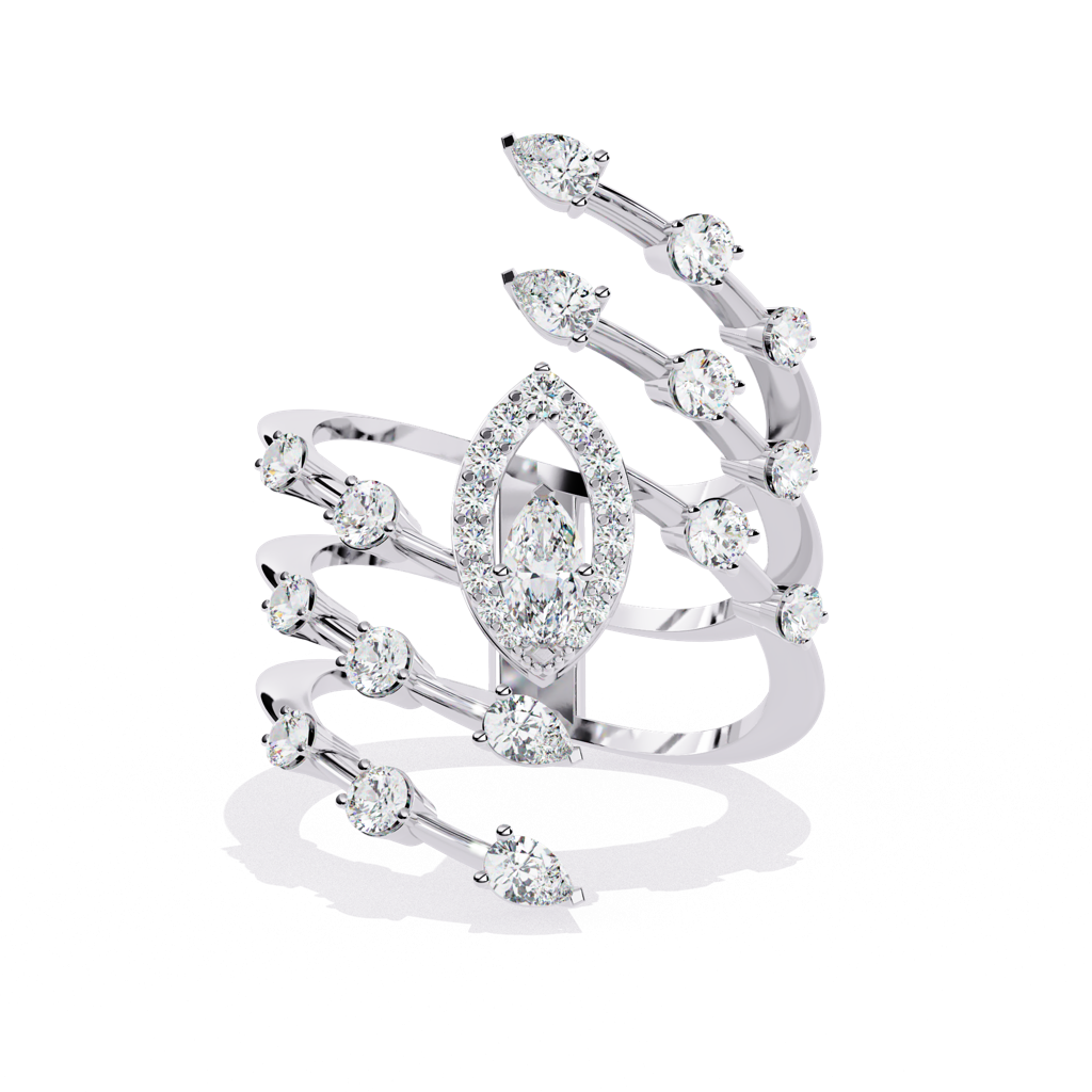 Mode  Classic Marquise And Round-Shaped Diamond Ring : ND-RNG-14W-1137-6