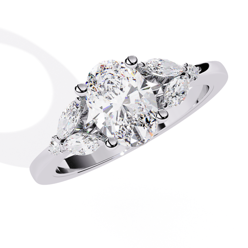 Mode  Classic Oval, Marquise And Round-Shaped Lab Grown Diamond Ring : ND-RNG-14W-1155-6