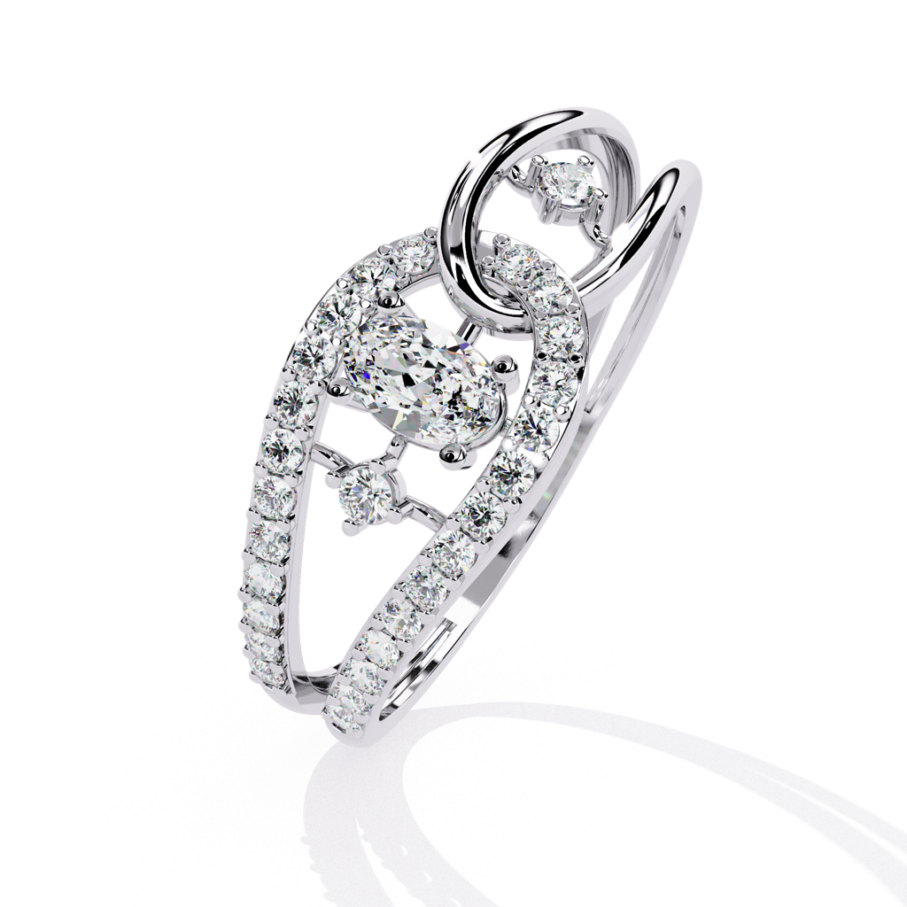 Mode  Elegant Oval And Round-Shaped Lab Grown Diamond Ring : ND-RNG-14W-1179-6