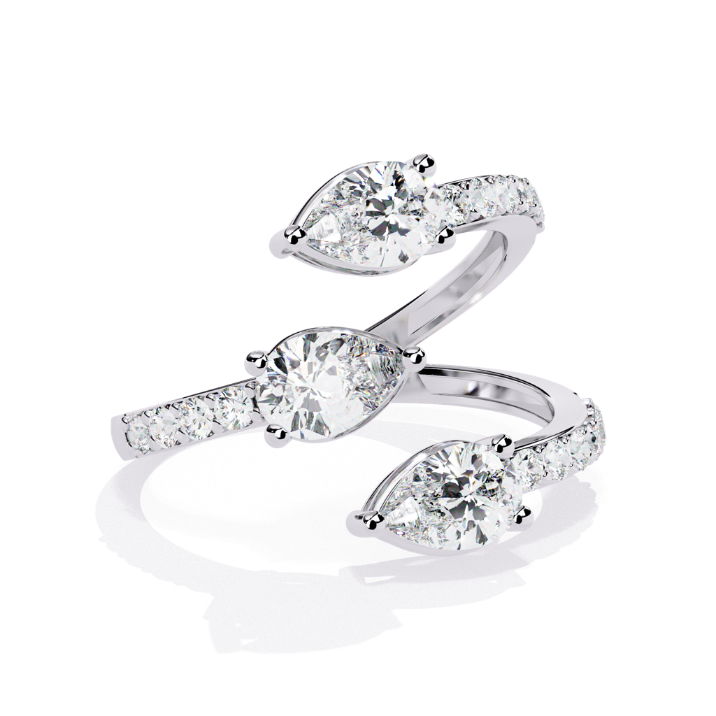 Mode  Elegant Pear And Round-Shaped Lab Grown Diamond Ring : ND-RNG-14W-1185-6