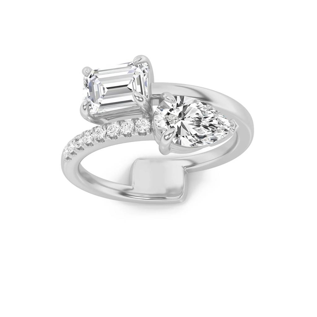 Toi Et Moi  Emerald & Pear Lab-Grown Diamond Ring : ND-RNG-14W-1275-6