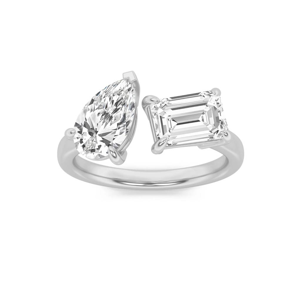 Toi Et Moi  Emerald & Pear Lab-Grown Diamond Ring : ND-RNG-14W-1287-6