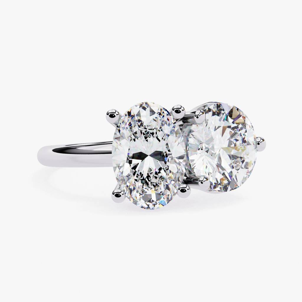 Toi Et Moi  Round And Oval Diamond Ring : ND-RNG-14W-1317-6
