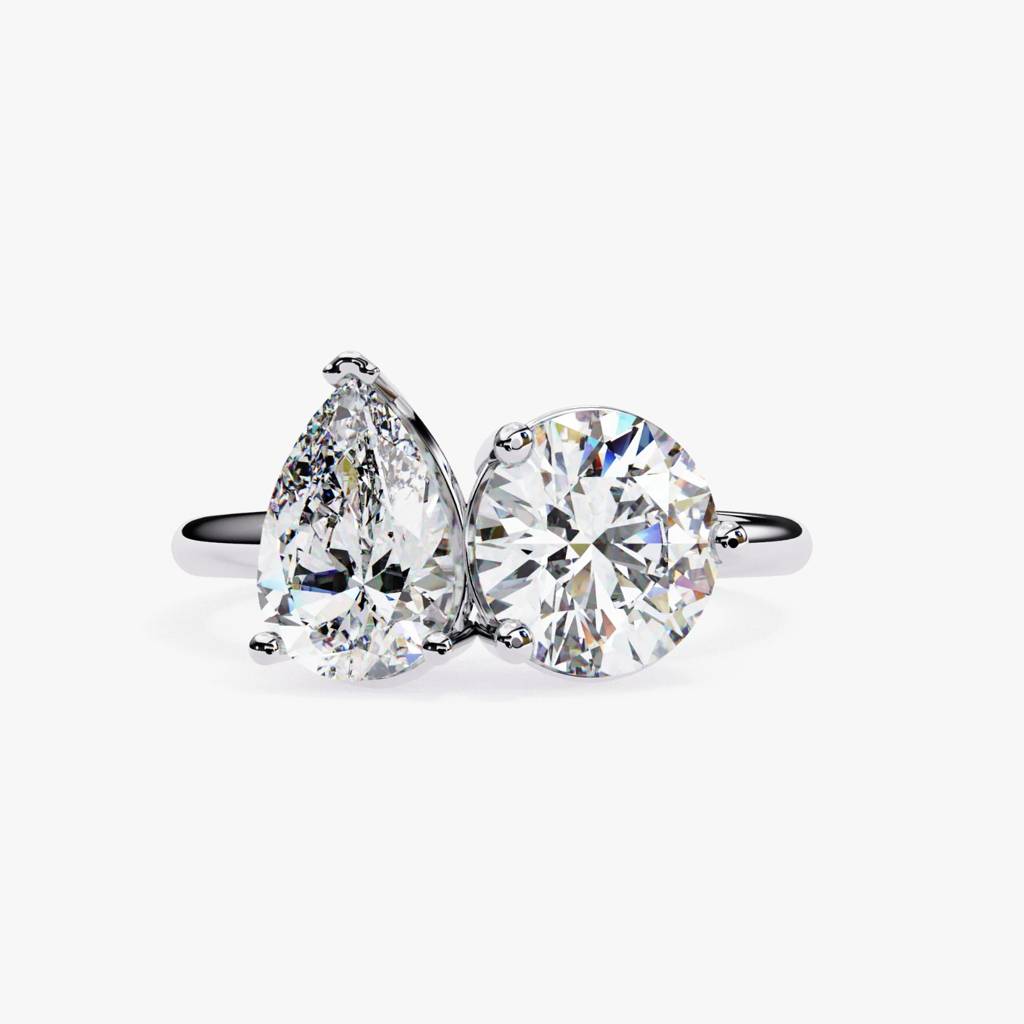 Toi Et Moi Round And Pear Lab-Grown Diamonds : ND-RNG-14W-1323-6