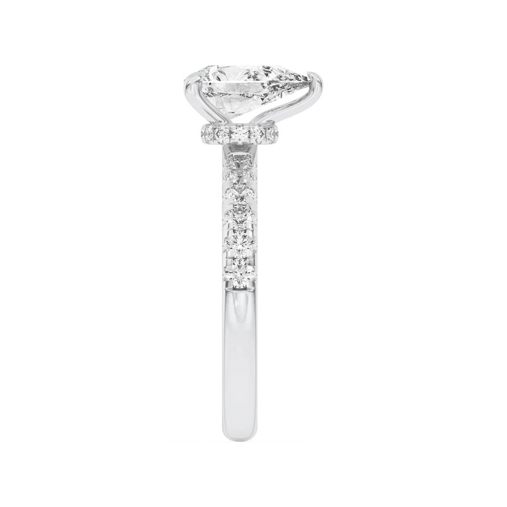 Amara  Pear Lab-Grown Diamond Solitaire Ring With Pave : ND-RNG-14W-921-6