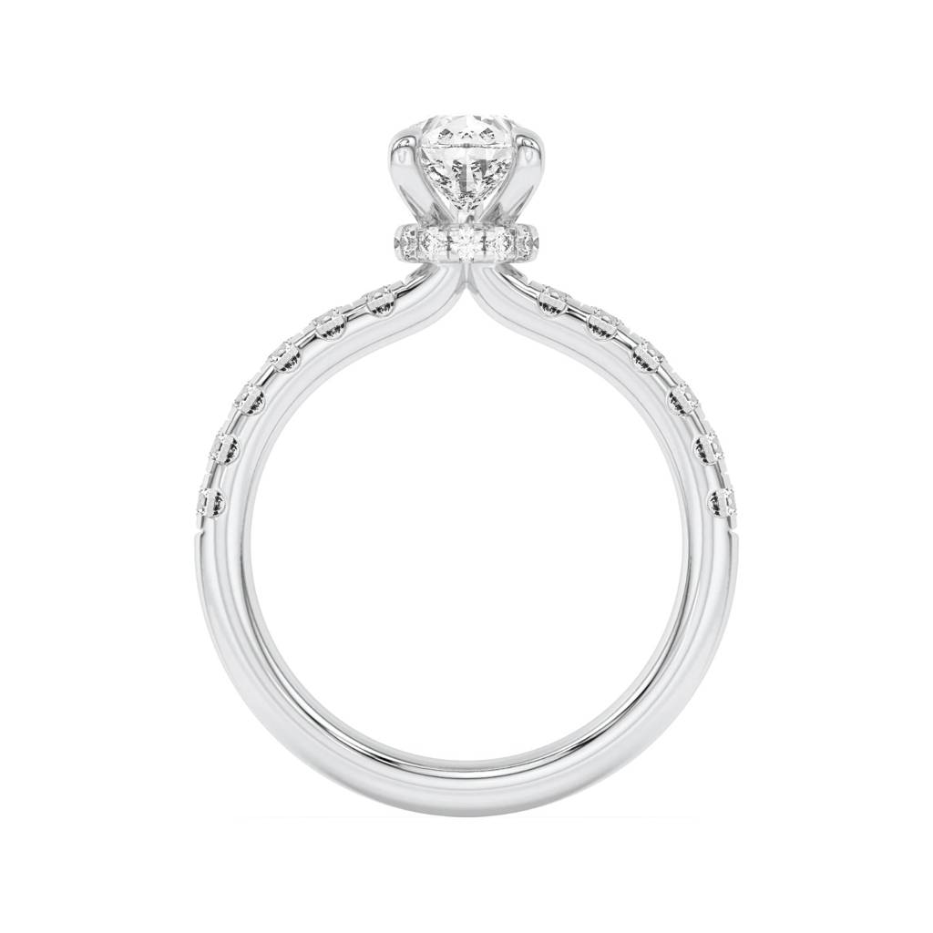 Amara  Pear Lab-Grown Diamond Solitaire Ring With Pave : ND-RNG-14W-921-6
