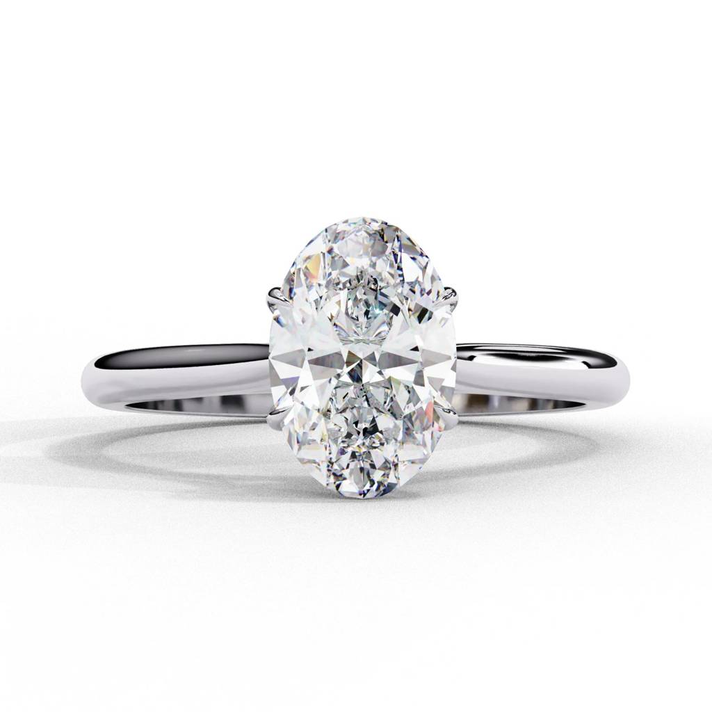 Amora  Classic Oval-Cut Diamond Ring With Plain Band : ND-RNG-14W-933-6