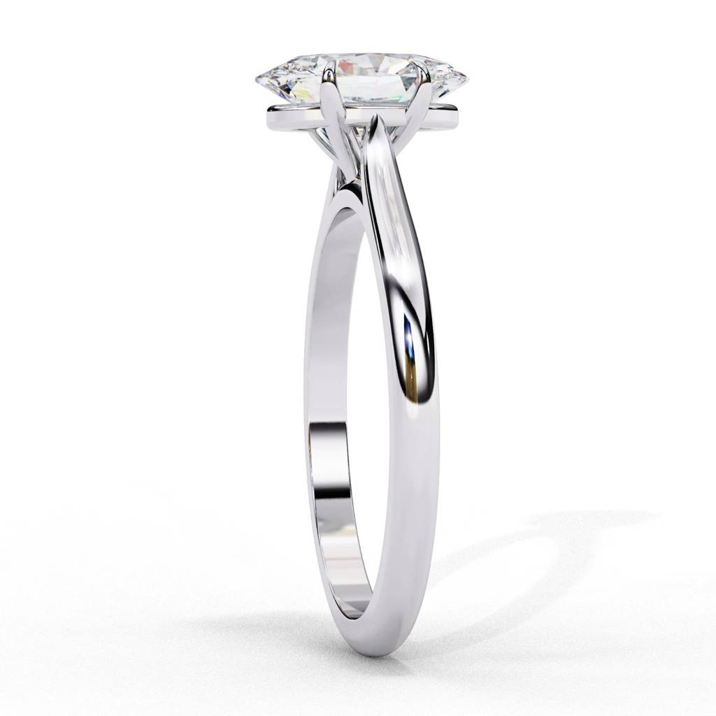 Amora  Classic Oval-Cut Diamond Ring With Plain Band : ND-RNG-14W-933-6