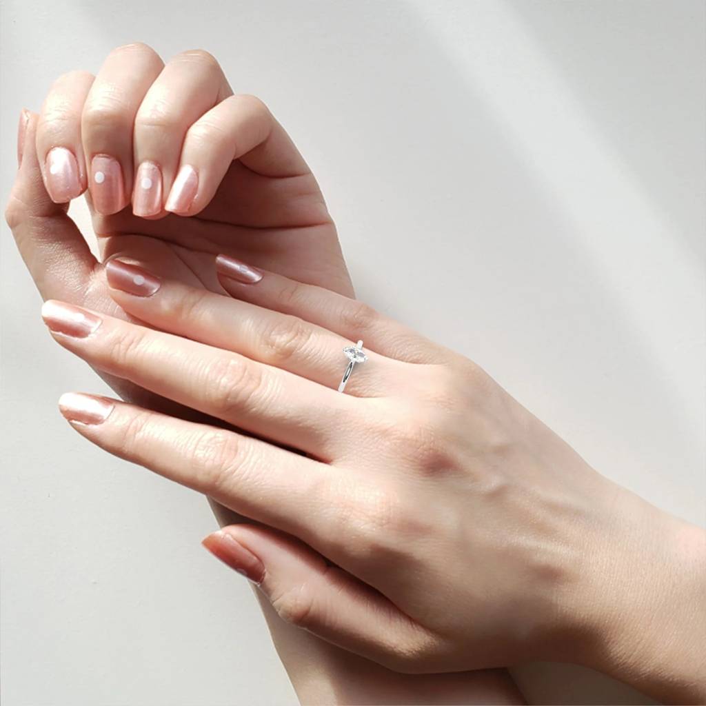 Amora  Marquise-Cut Diamond Ring With Sleek Plain Band : ND-RNG-14W-939-6