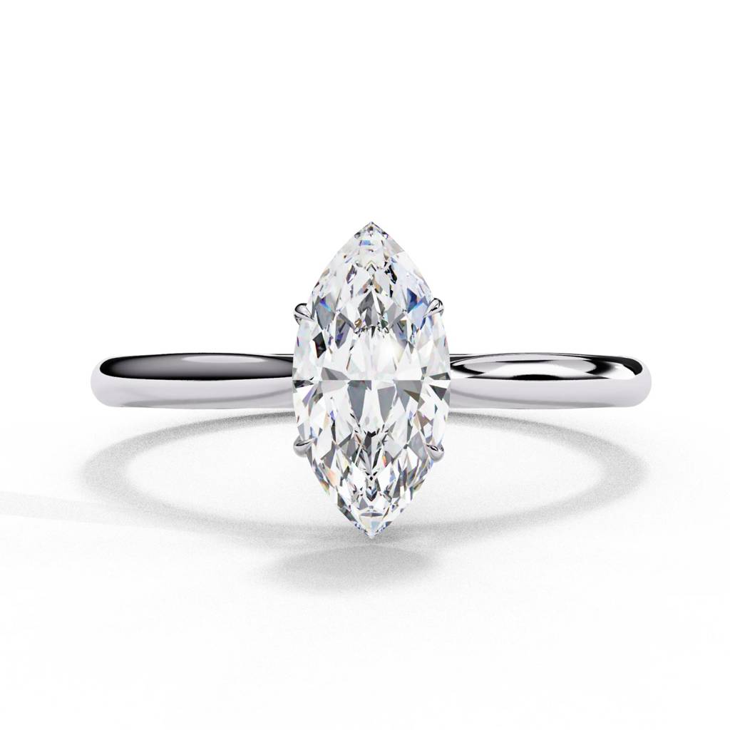 Amora  Marquise-Cut Diamond Ring With Sleek Plain Band : ND-RNG-14W-939-6