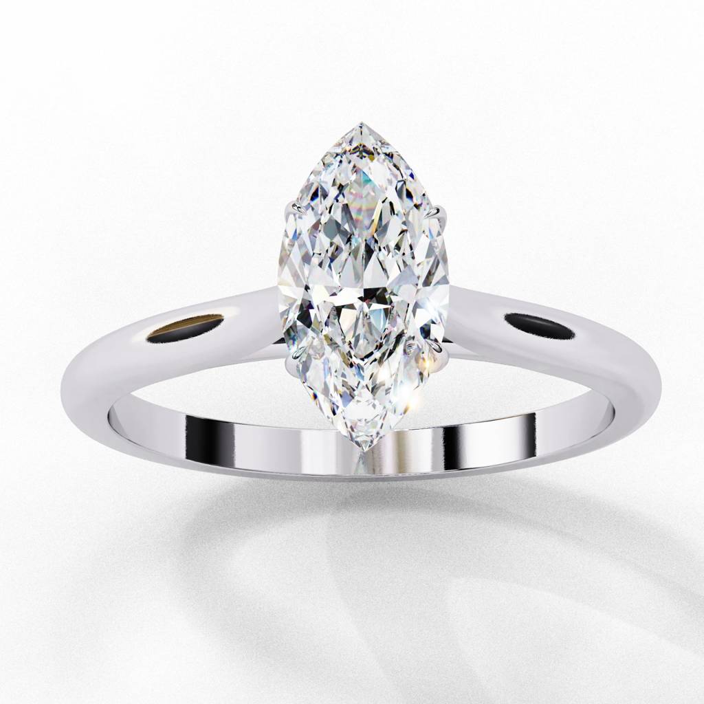 Amora  Marquise-Cut Diamond Ring With Sleek Plain Band : ND-RNG-14W-939-6