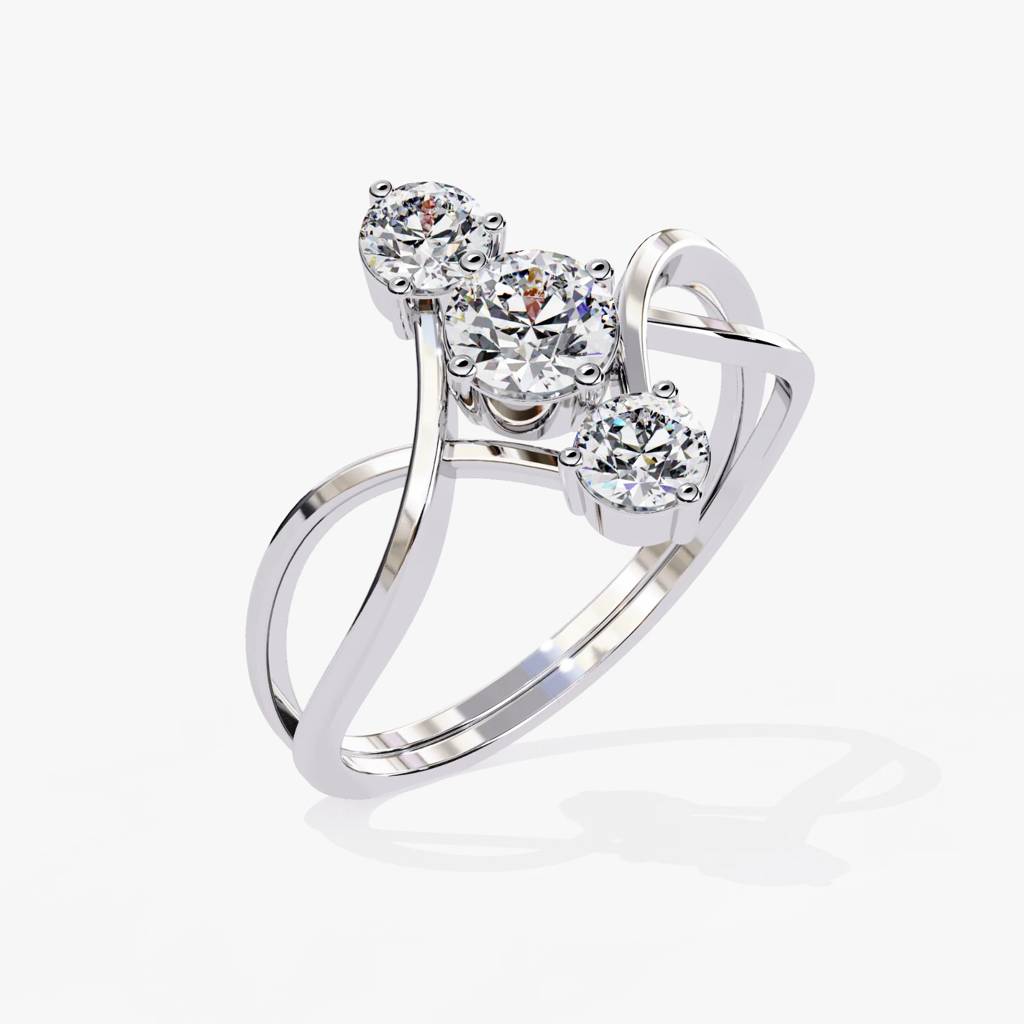 Aria  Round-Shaped Trio Lab Grown Diamond Ring : ND-RNG-14W-963-6