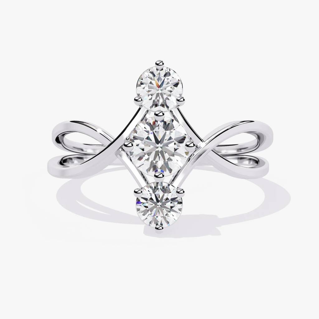 Aria  Round-Shaped Trio Lab Grown Diamond Ring : ND-RNG-14W-963-6