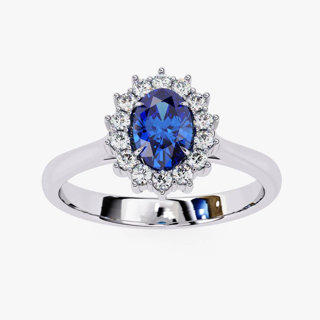 Blue Emerald Gemstone Ring With Diamond Accent Product : ND-RNG-14W-993-6
