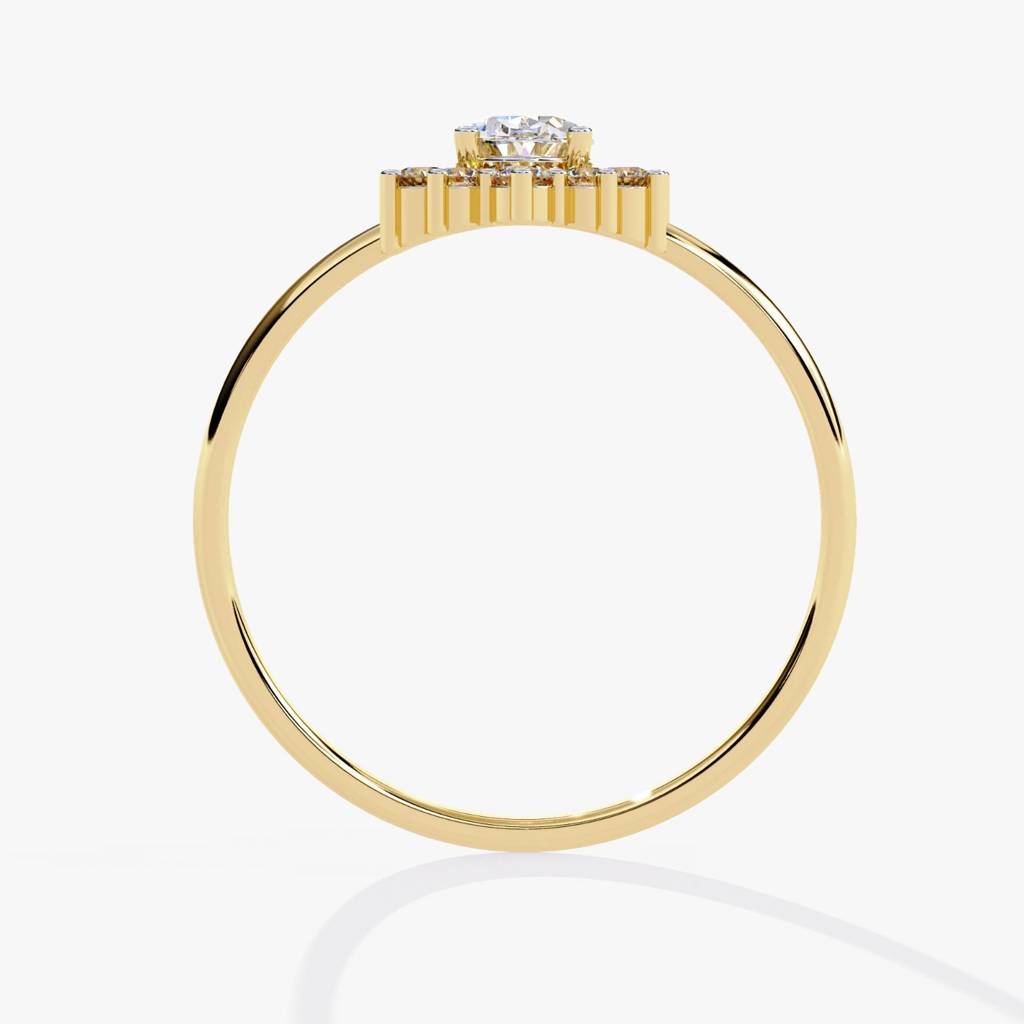 Flora  Classic Oval Solitaire With Round Diamond Ring : ND-RNG-14Y-1003-6
