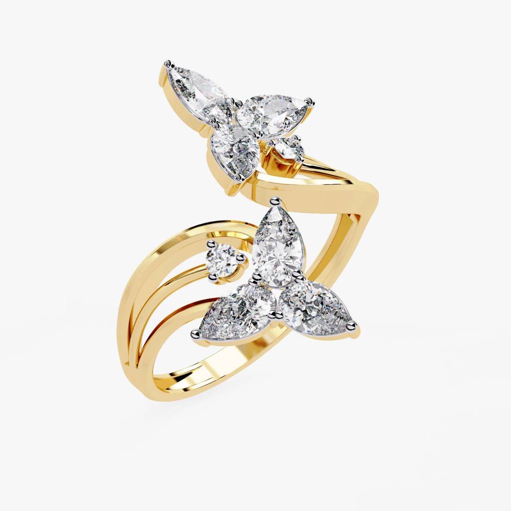 Flora  Pear And Round-Shaped Lab Grown Diamond Ring : ND-RNG-14Y-1015-6