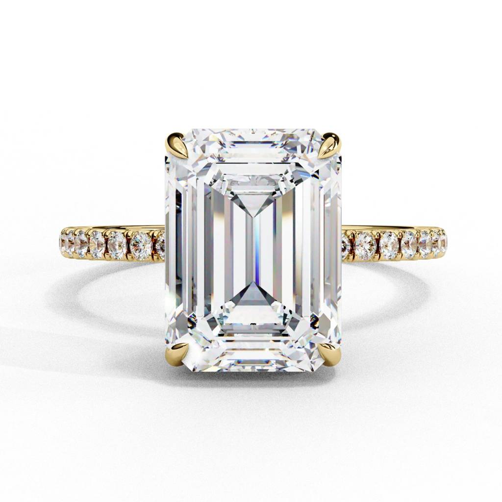 Mira  Emerald-Cut Diamond Ring With Hidden Halo And Side Diamonds : ND-RNG-14Y-1057-6
