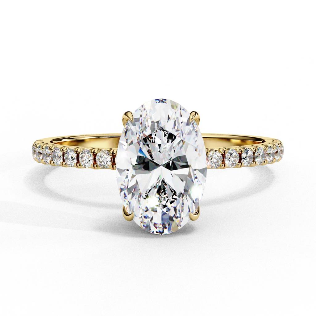 Mira  Oval-Cut Diamond Ring With Hidden Halo And Diamond-Embellished Band : ND-RNG-14Y-1069-6