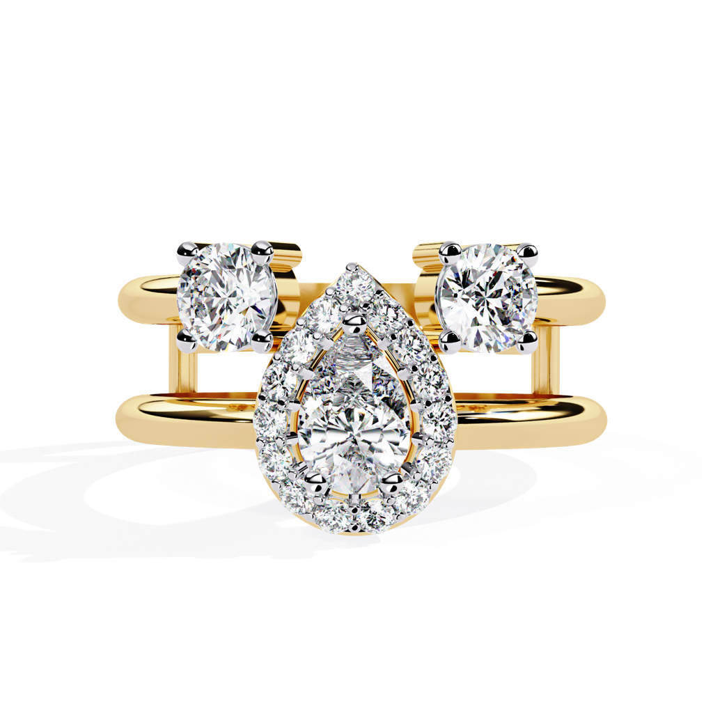 Mira  Pear And Round-Shaped Lab Grown Diamond Ring : ND-RNG-14Y-1075-6