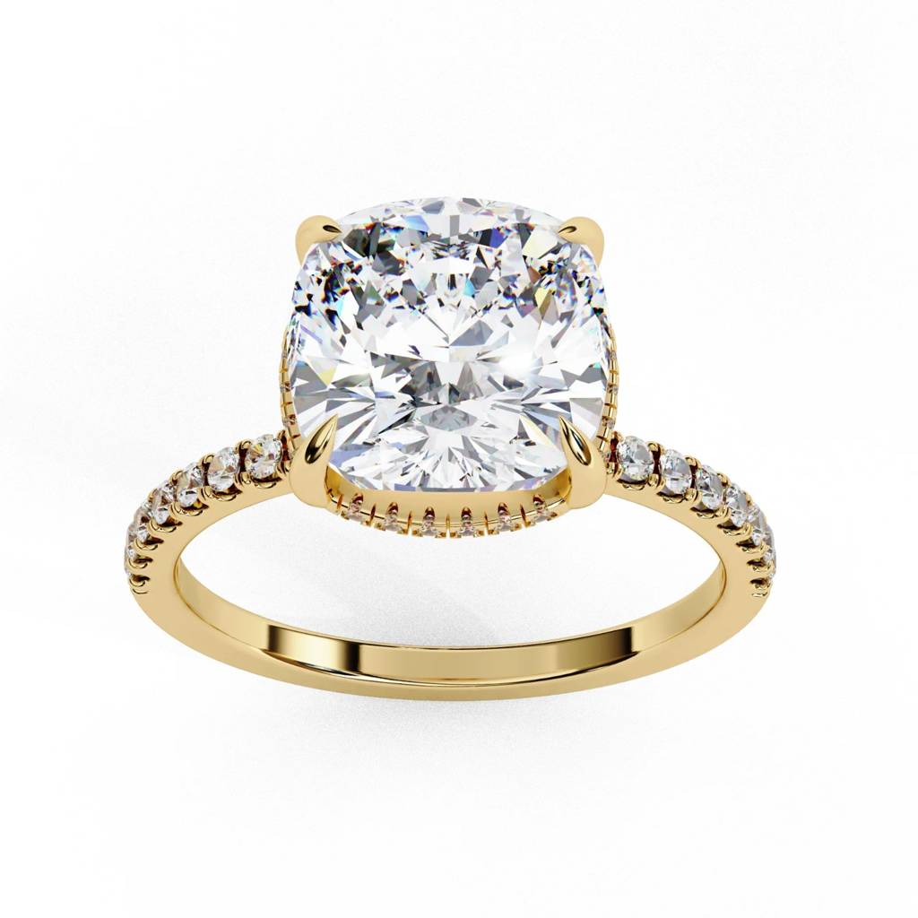 Mira  Trendsetting Cushion-Cut Diamond With Hidden Halo Ring : ND-RNG-14Y-1093-6