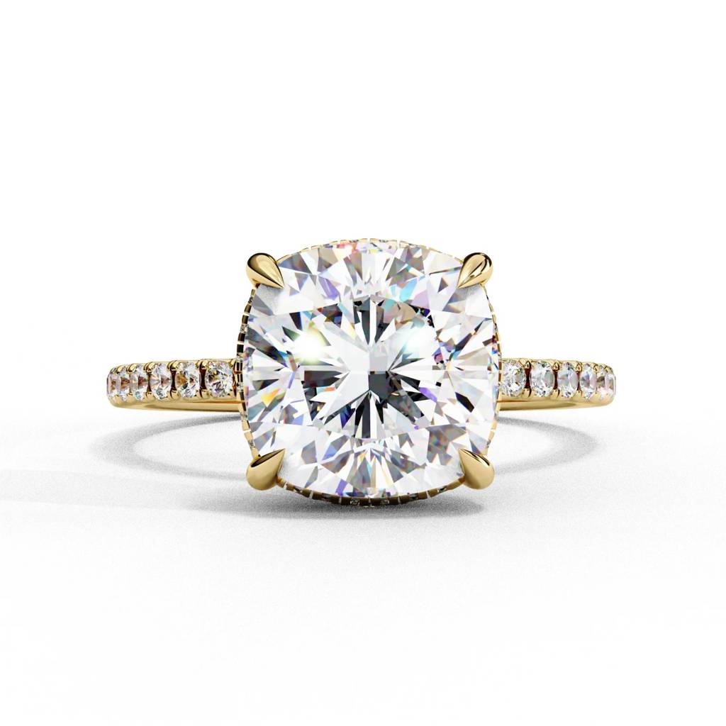 Mira  Trendsetting Cushion-Cut Diamond With Hidden Halo Ring : ND-RNG-14Y-1093-6