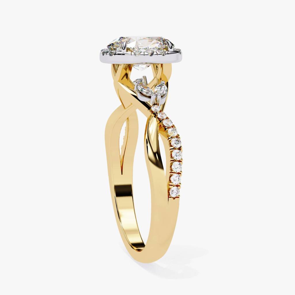 Mira Oval-Cut Diamond Halo Ring With Marquise And Side Accents : ND-RNG-14Y-1099-6