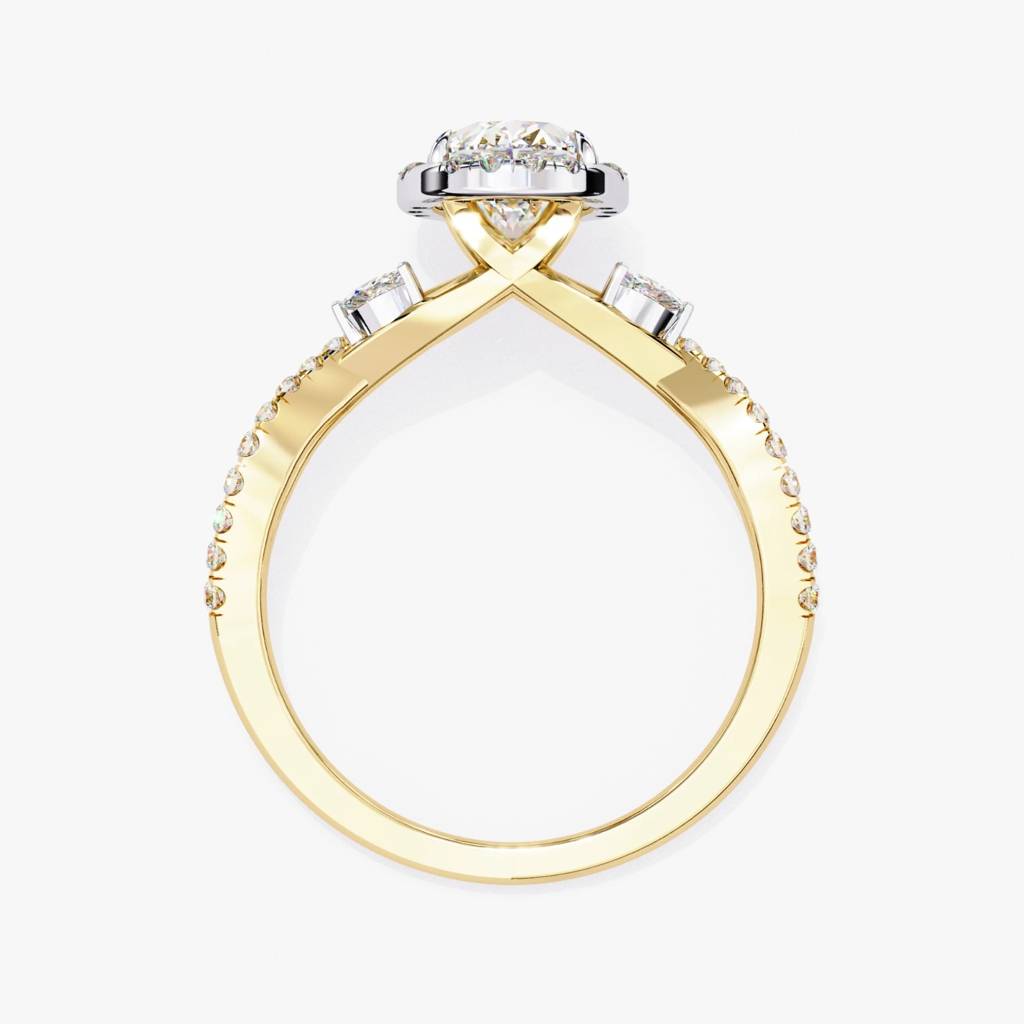 Mira Oval-Cut Diamond Halo Ring With Marquise And Side Accents : ND-RNG-14Y-1099-6