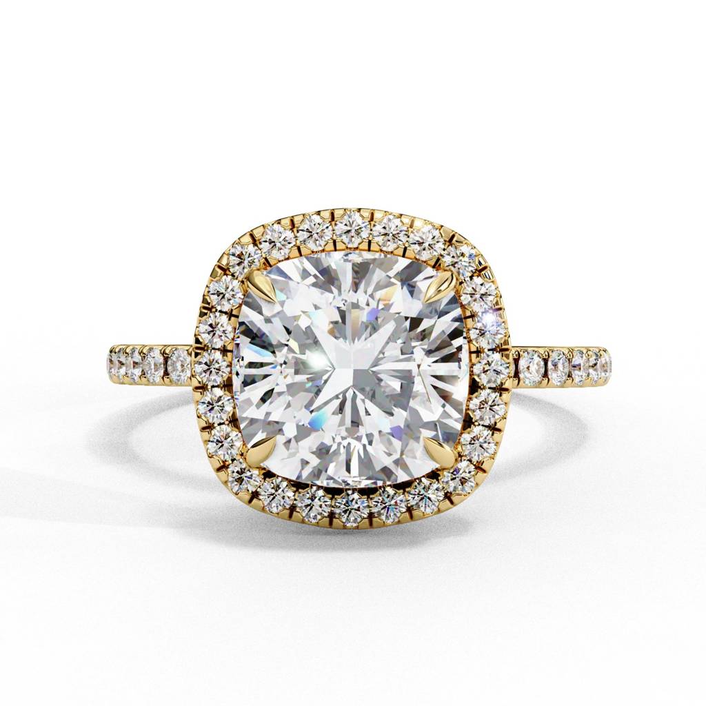 Mira Cushion Square-Cut Solitaire Halo Ring : ND-RNG-14Y-1129-6