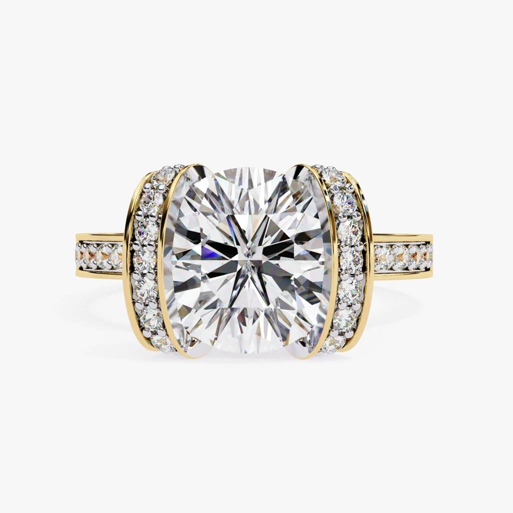 Mode Cushion-Cut Diamond Ring With Pave Detailing Mode Cushion