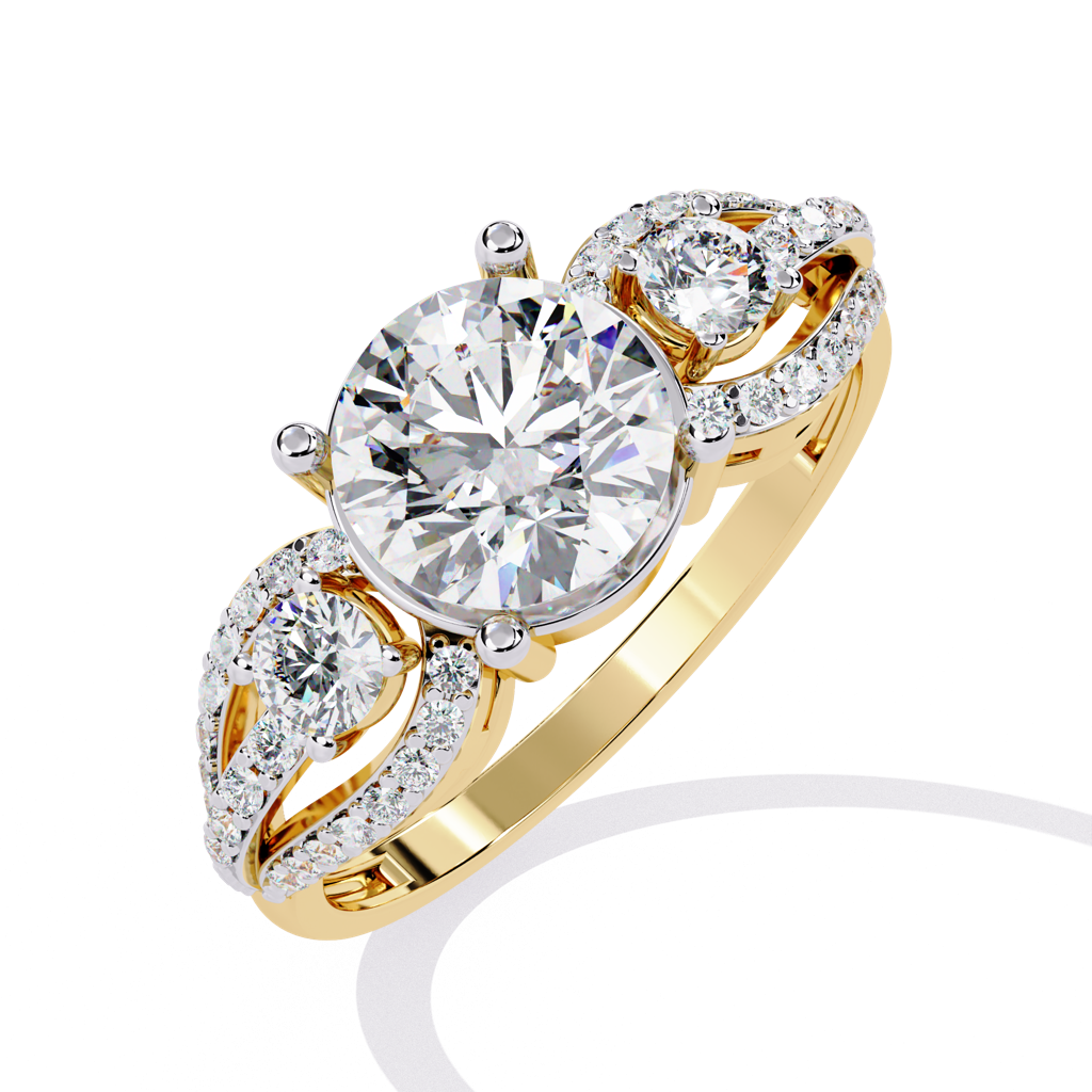 Mode  Round-Cut Diamond Ring With Side Accents : ND-RNG-14Y-1219-6