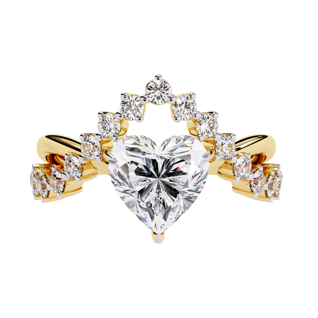Sneh  Classic Heart Solitaire And Round Lab Grown Diamond Ring : ND-RNG-14Y-1231-6