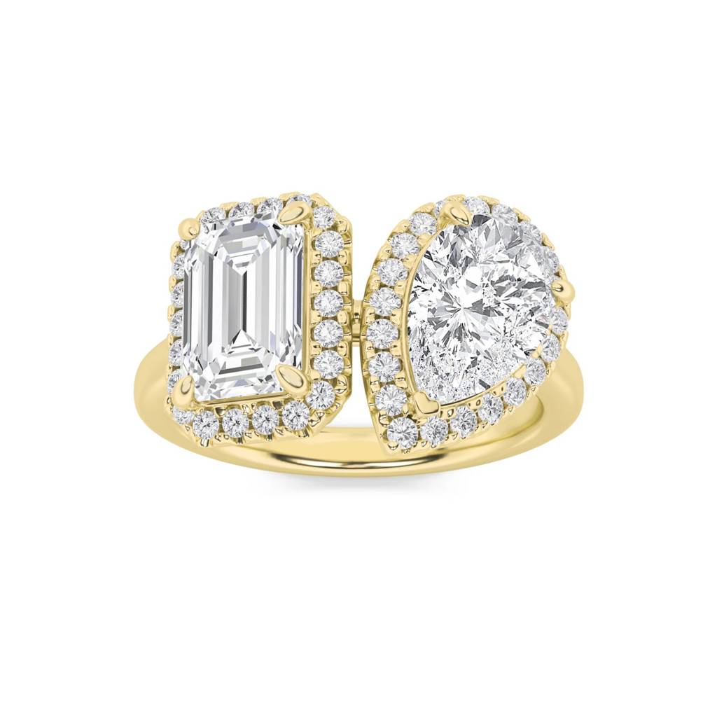 Toi Et Moi  Emerald & Pear Lab-Grown Diamond Ring : ND-RNG-14Y-1279-6