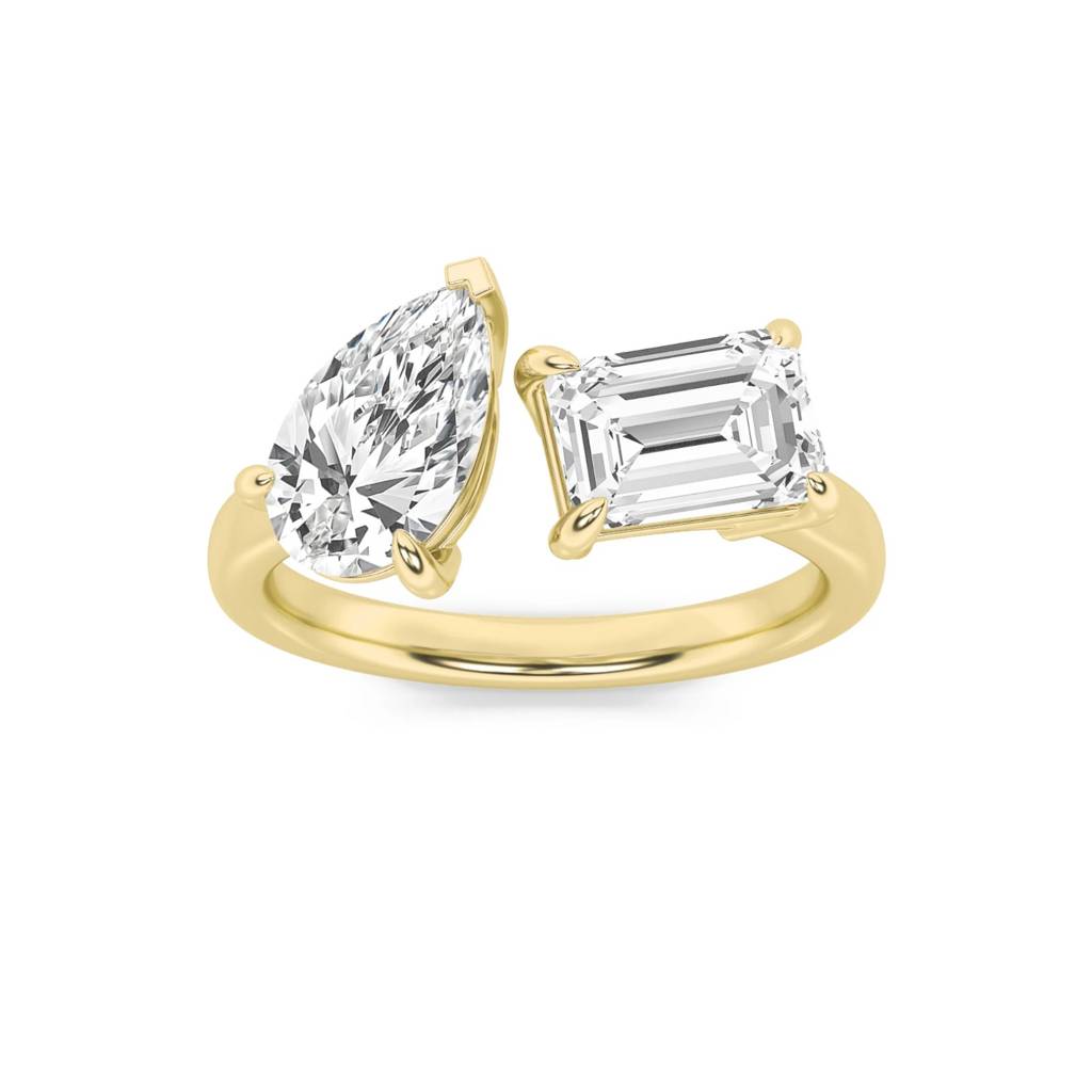 Toi Et Moi  Emerald & Pear Lab-Grown Diamond Ring : ND-RNG-14Y-1285-6