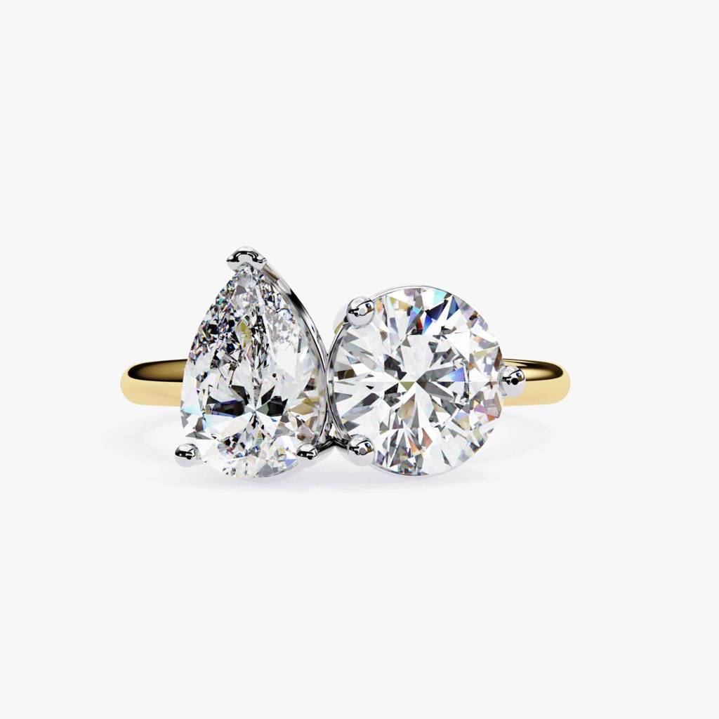 Toi Et Moi Round And Pear Lab-Grown Diamonds : ND-RNG-14Y-1321-6