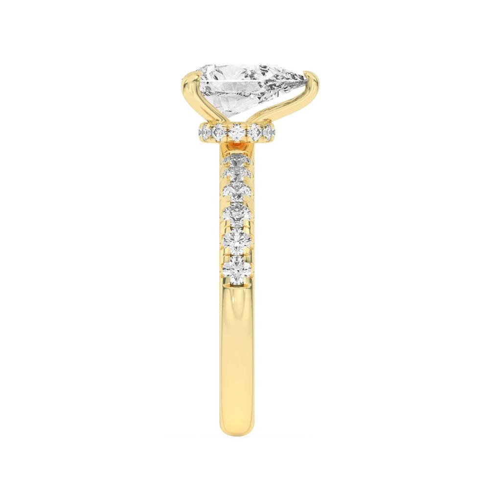 Amara  Pear Lab-Grown Diamond Solitaire Ring With Pave : ND-RNG-14Y-919-6