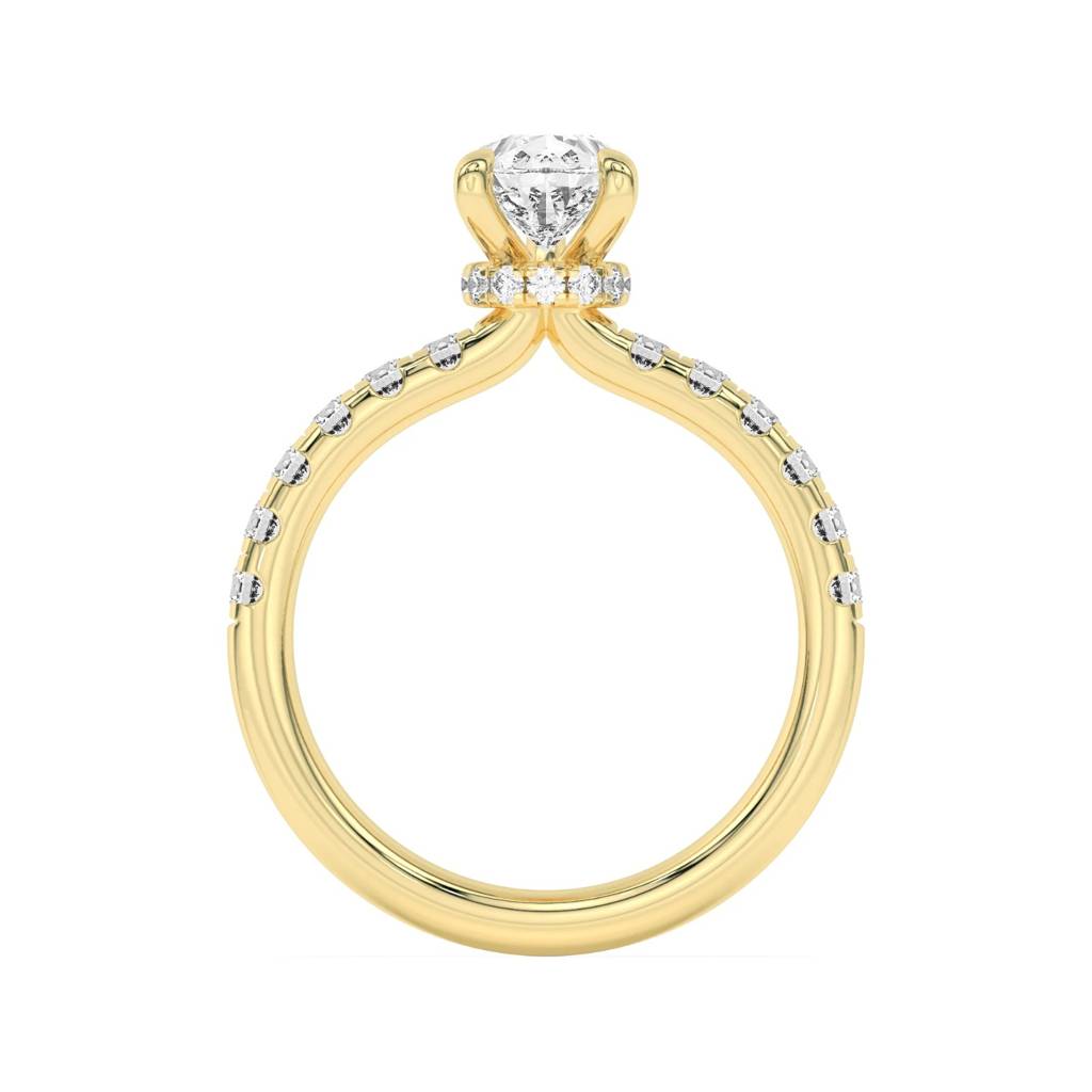 Amara  Pear Lab-Grown Diamond Solitaire Ring With Pave : ND-RNG-14Y-919-6