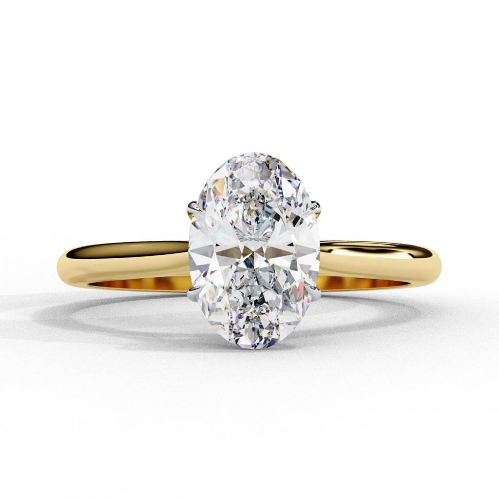 Amora  Classic Oval-Cut Diamond Ring With Plain Band : ND-RNG-14Y-931-6