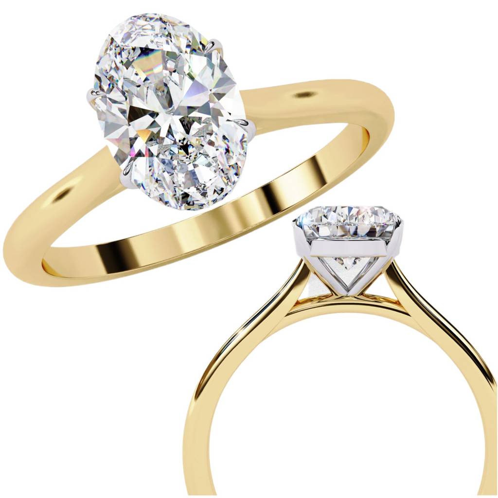 Amora  Classic Oval-Cut Diamond Ring With Plain Band : ND-RNG-14Y-931-6