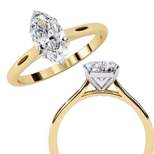 Amora  Marquise-Cut Diamond Ring With Sleek Plain Band : ND-RNG-14Y-937-6