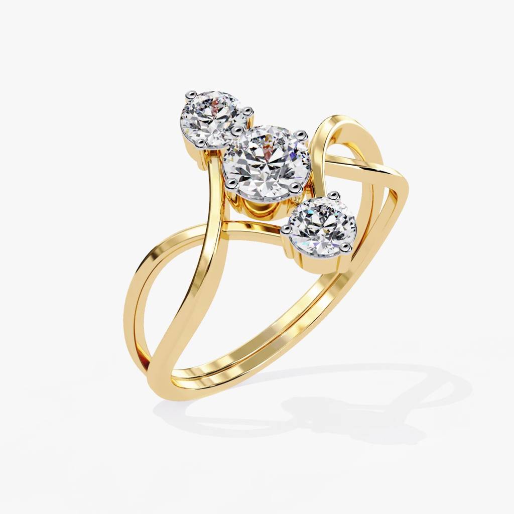 Aria  Round-Shaped Trio Lab Grown Diamond Ring : ND-RNG-14Y-961-6