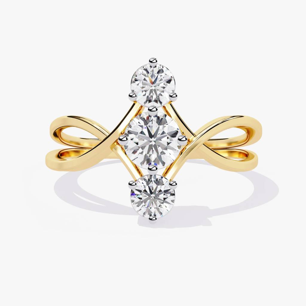 Aria  Round-Shaped Trio Lab Grown Diamond Ring : ND-RNG-14Y-961-6