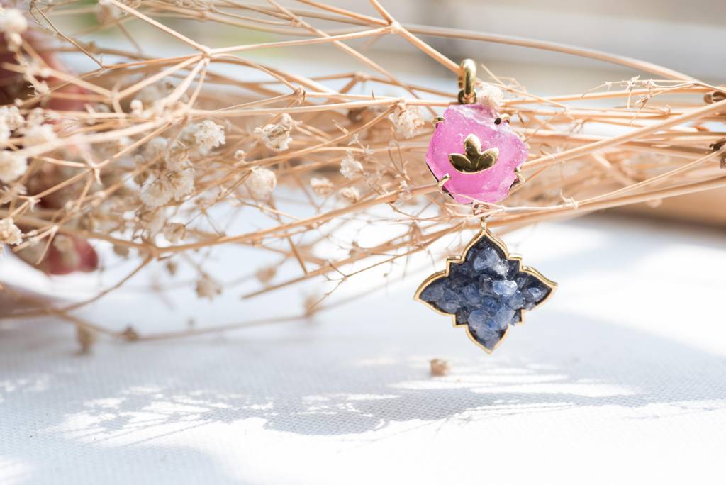 Natural Dual Ruby And Blue Sapphire Pendant - Neeli- Laal Pendant : NH-PDT-13-RB-BS