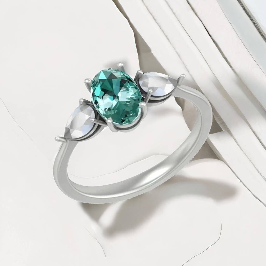 Kaptiv Three Stone Lab Diamond Ring : NEOFDR0016RC14KT2099
