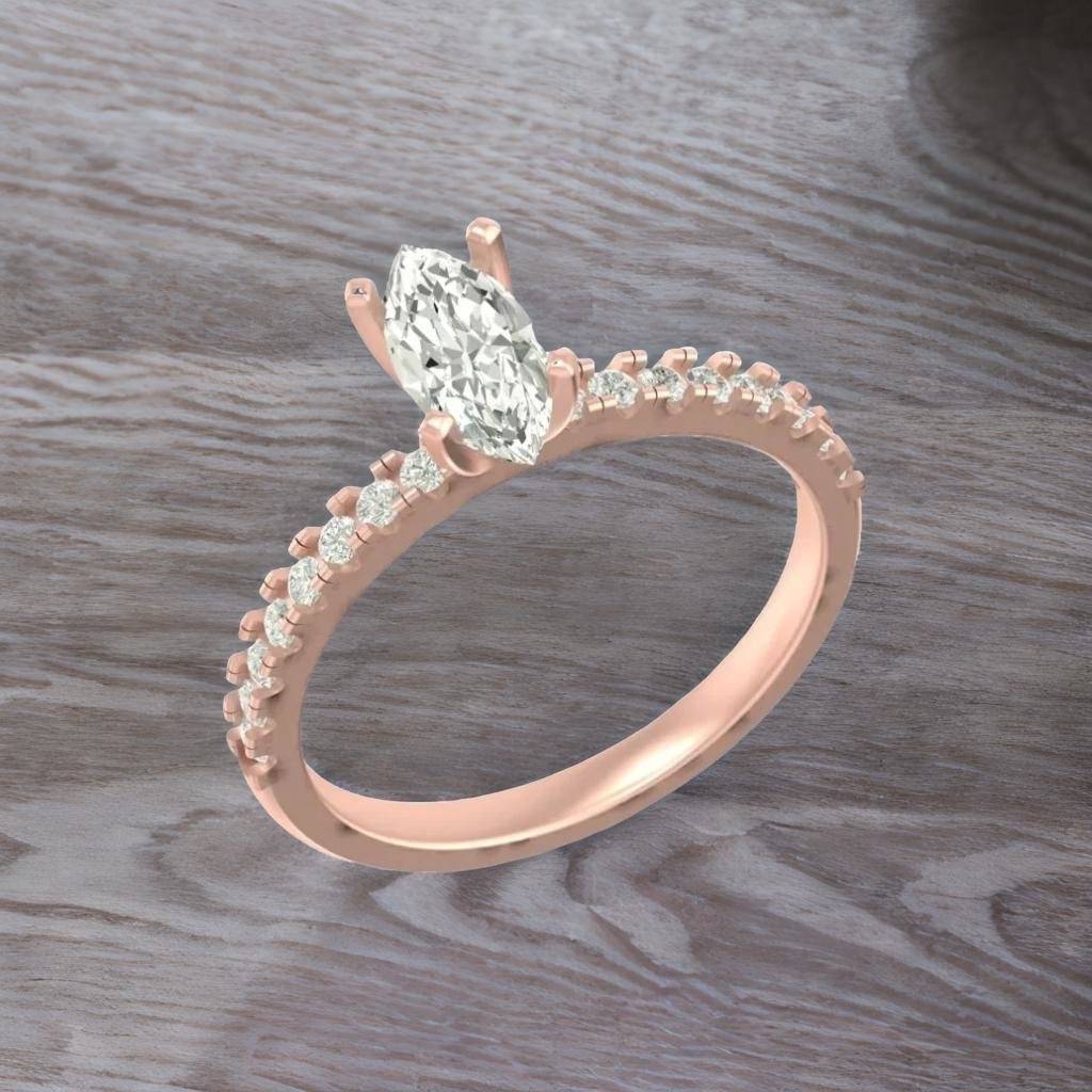 Splendor 0.95Ct Marquise Lab Diamond Ring : NEOFDR023814KT2063