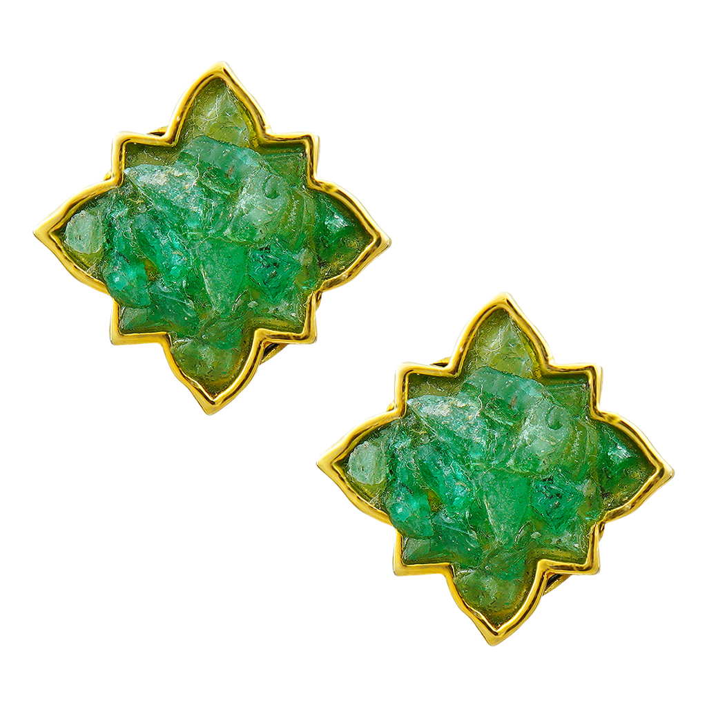 Natural Emerald Gemstone Earrings : NH-ERR-03-EM