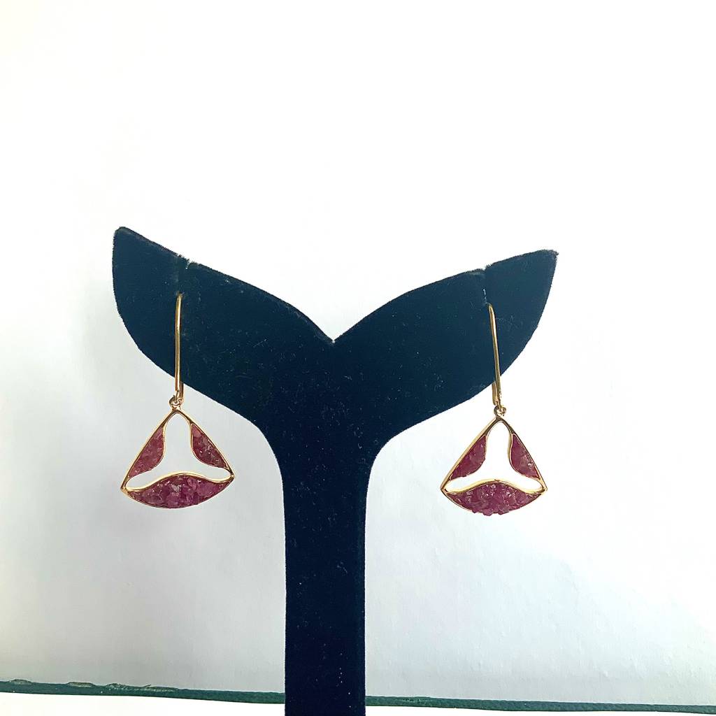 Unique Natural Ruby Earrings - Trikon : NH-ERR-13-RB