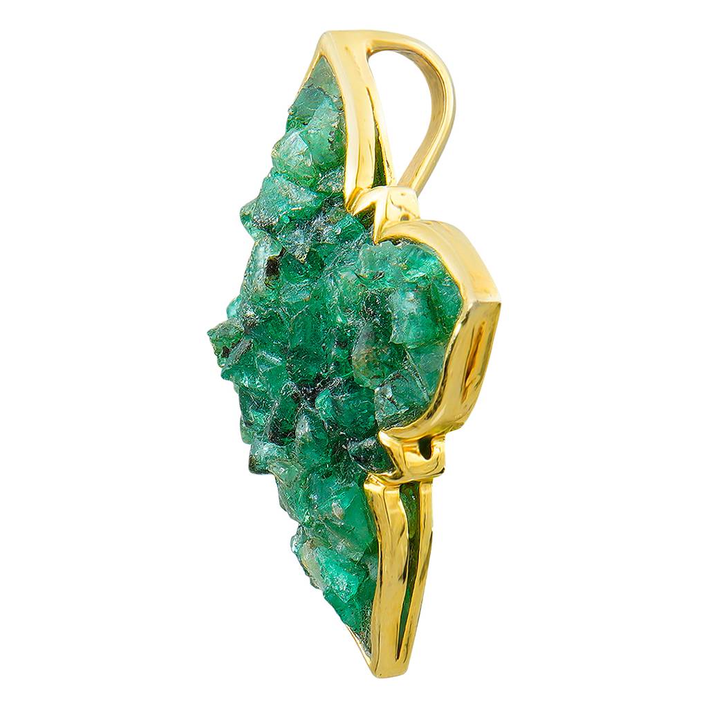 Natural Emerald Gemstone Pendant- Bold : NH-PDT05-EM