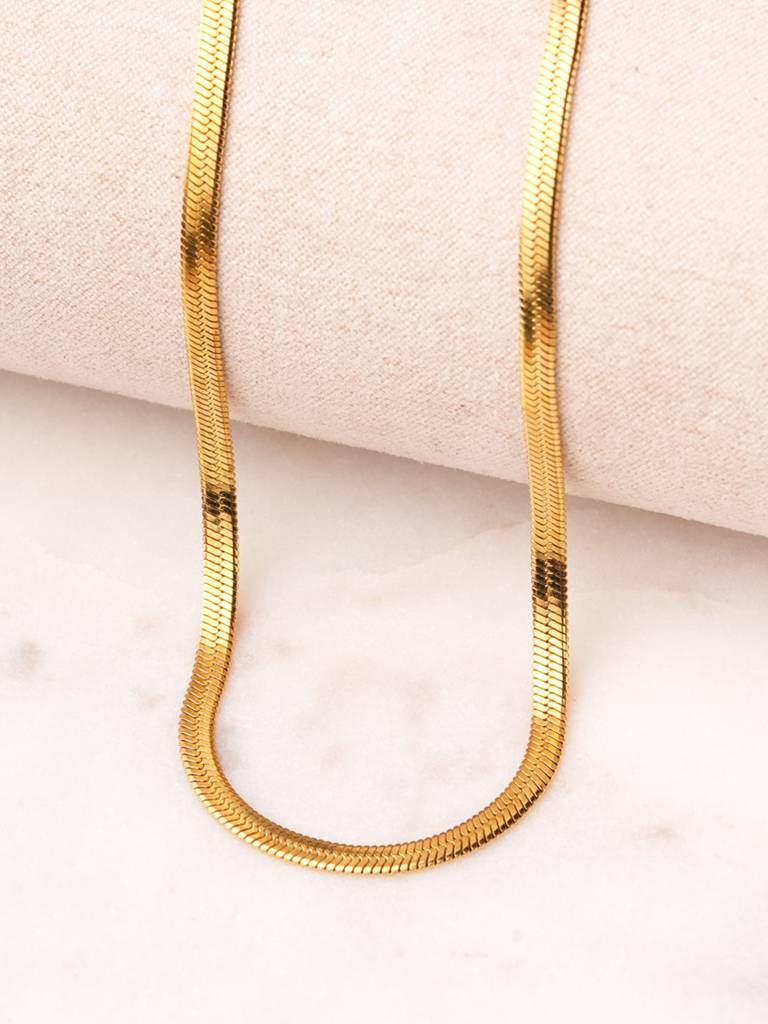 Luxe Flat Snake Chain Necklace For Women : NK0031