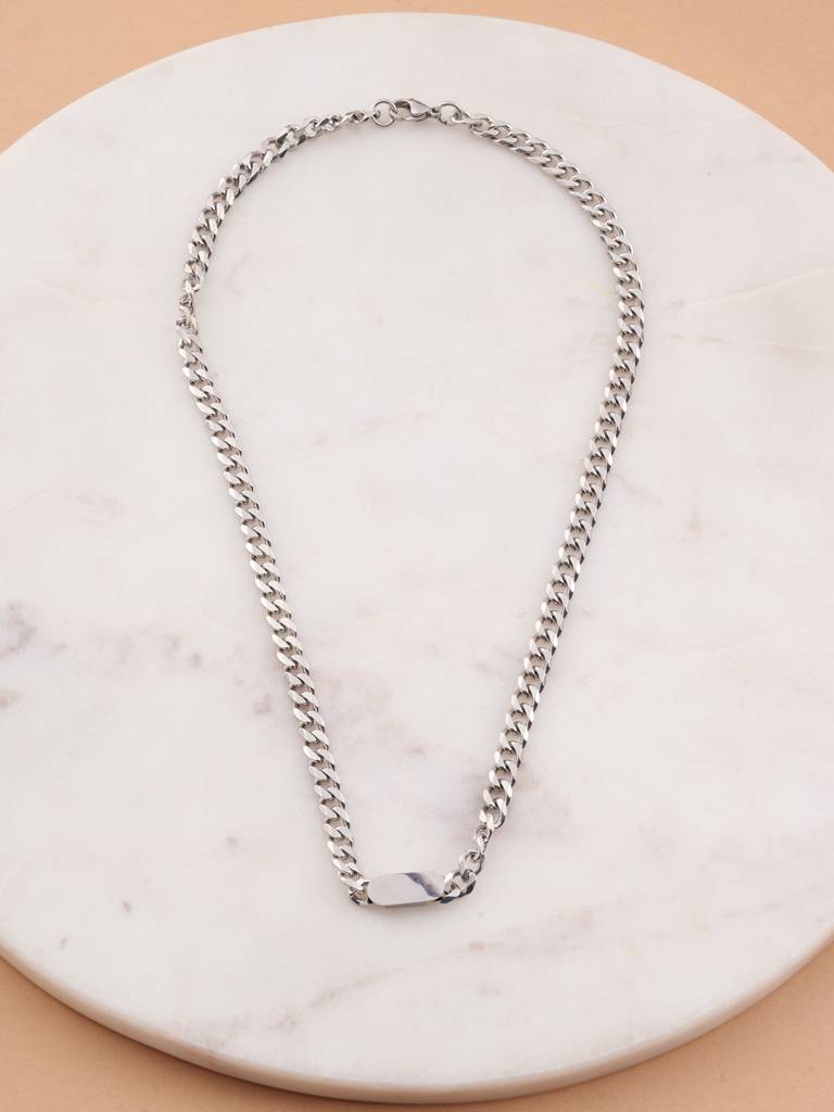 Bolt Signature Silver Cuban Chain For Men : NK0213