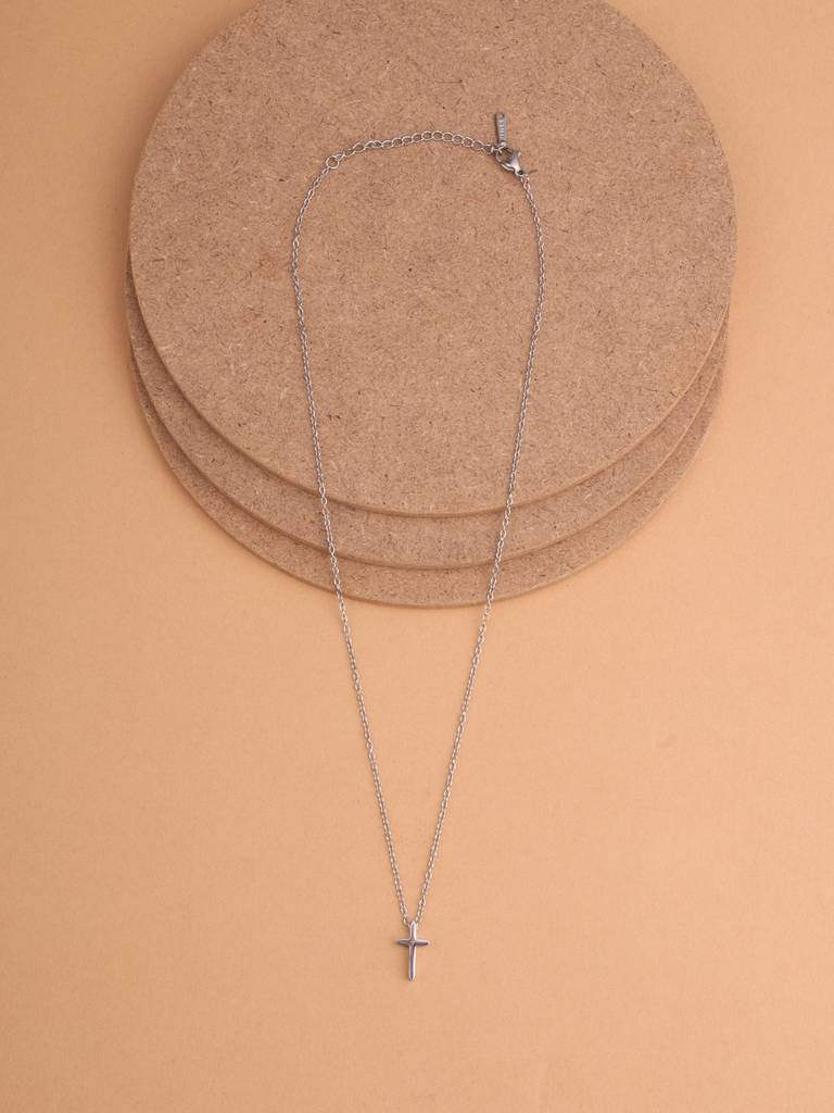Sleek Minimal Cross Necklace For Women - Waterproof & Anti-Tarnish : NK0299